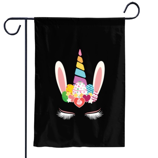 Happy Easter Unicorn Bunny Ears Eggs Hunter Garden Flags
