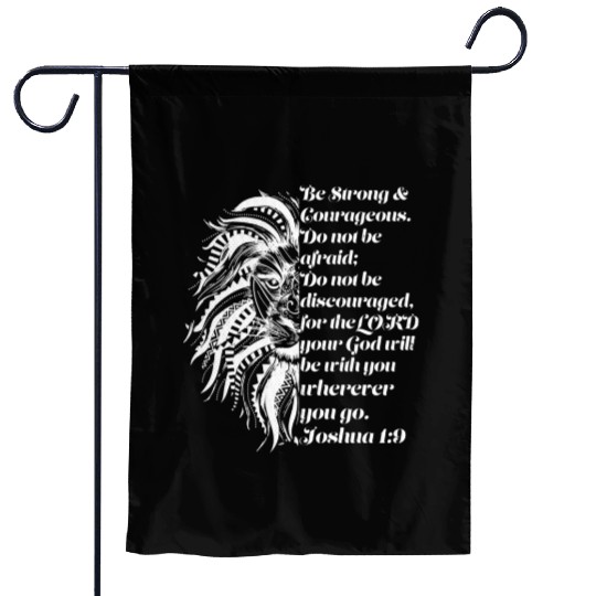 Christian Lion Joshua 19 Be Strong, Courageous Bib Garden Flags