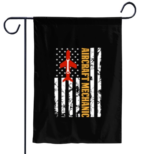 AIRCRAFT MECHANIC USA FLAG Garden Flags