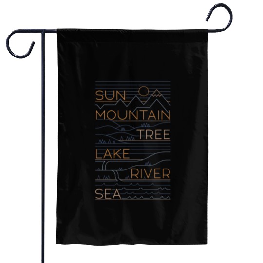 Sun Mountains Trees Lake Sea Love Garden Flags