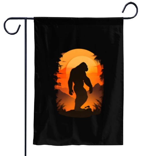 A Sasquatch Silhouette In The North Garden Flags