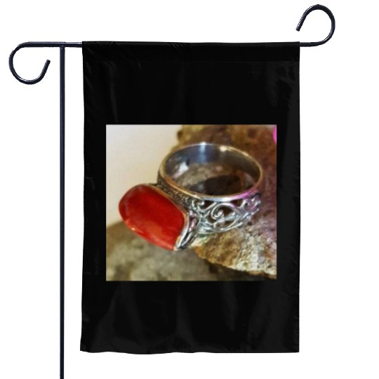 Red Coral sterling silver ring for women Garden Flags