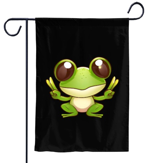 Peace frog frog with peace sign Garden Flags