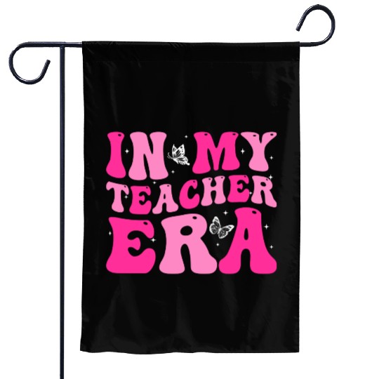 In My Teacher Era Back To School Retro Groovy Garden Flags