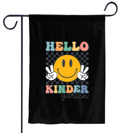 Hello Kindergarten Retro Smile Teachers Kids Back Garden Flags