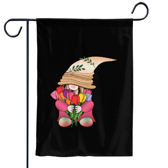 Gnome tulip flower cute fairy floral funny angle Garden Flags