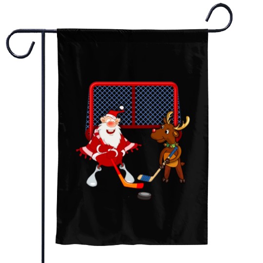 Santa Reindeer Field Hockey Lover Player Funny Garden Flags