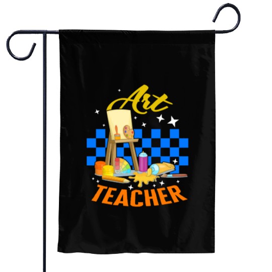 Art Garden Flags, Art Teacher Painting Palette Brush Garden Flags