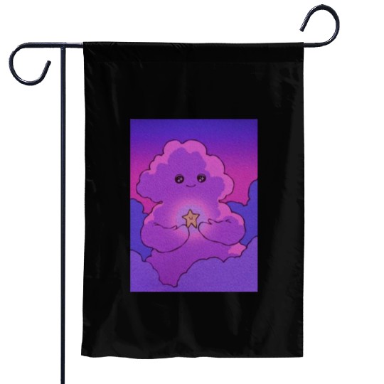 Cute Purple Cloud With Little Star Garden Flags