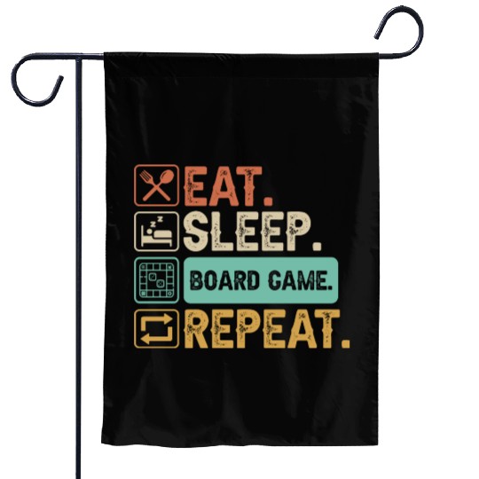 Eat Sleep Board Game Repeat Garden Flags