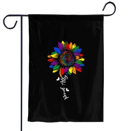 Proud Ally Rainbow Sunflower Lgbt Gay Lesbian Garden Flags