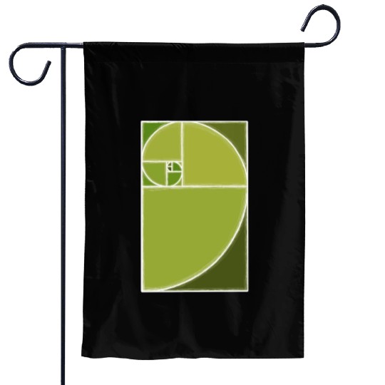 Olive Green Fibonacci Spiral Garden Flags