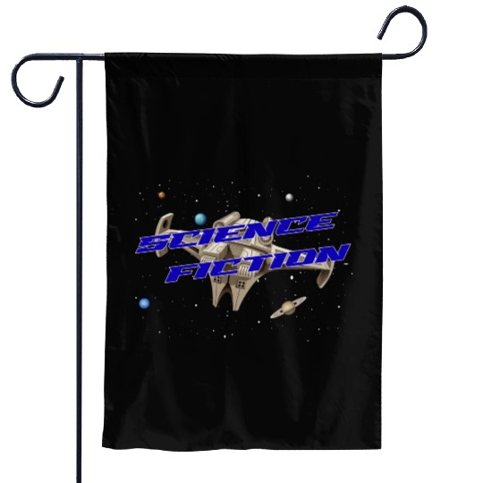 Science Fiction Spaceship Planet Garden Flags
