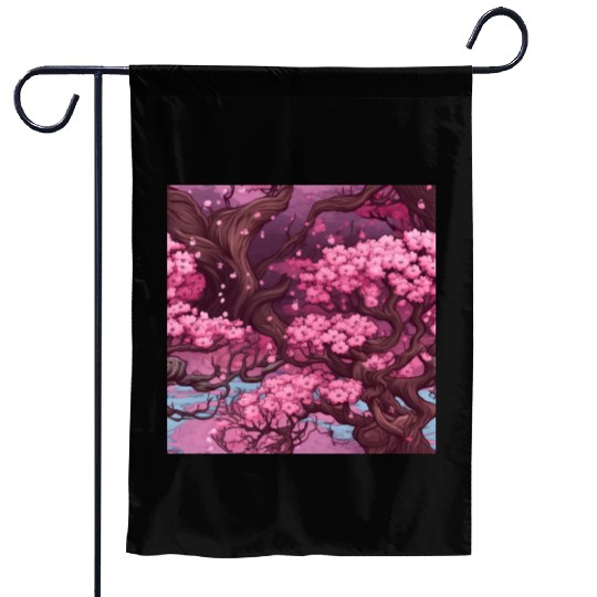 Anime Euphoria: Fantasy Cherry Blossom Dreamscape Garden Flags