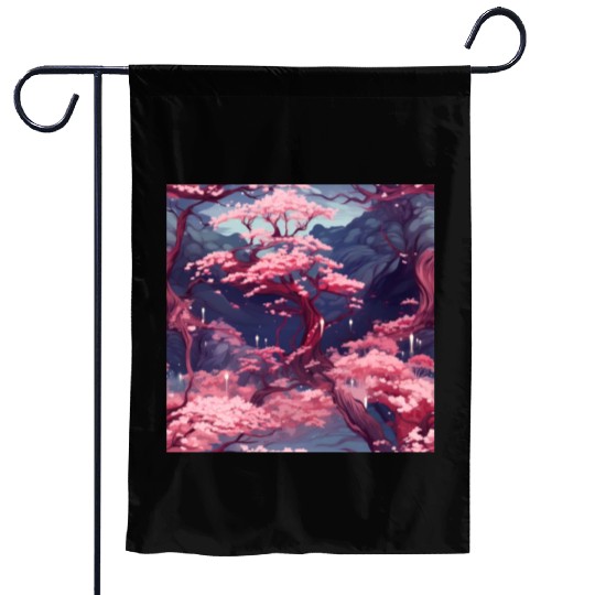 Anime Euphoria: Fantasy Cherry Blossom Dreamscape Garden Flags