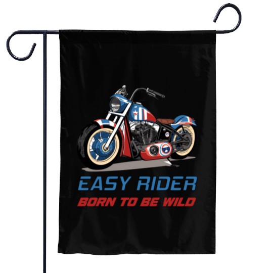 Easy Rider Motorcycle Chopper Stars and Stripes Garden Flags