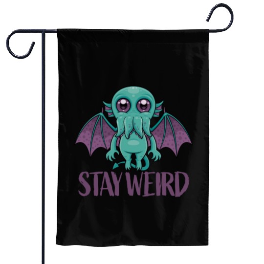 Stay Weird Cute Cthulhu Monster Garden Flags