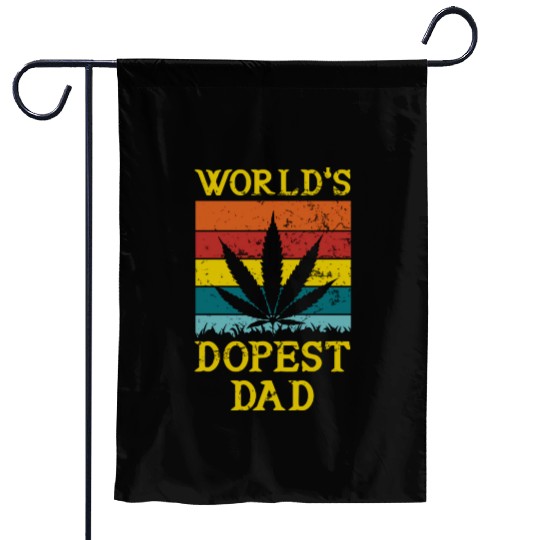World s Dopest Dad Weed Marijuana Cannabis Retro Garden Flags