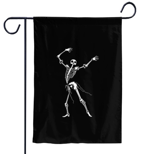 Dancing Skeleton White Garden Flags