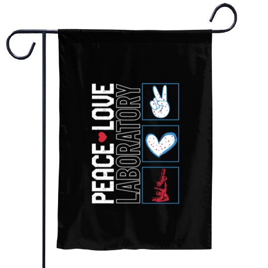 Science Garden Flags, Peace Love Laboratory Garden Flags,