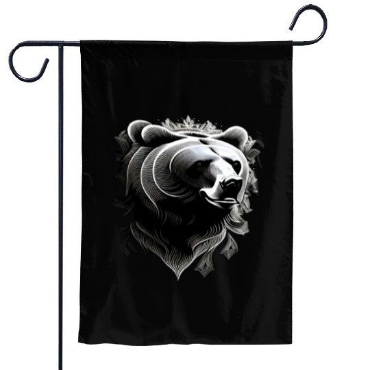 Dark muzzle black and white Garden Flags Russian Ornam.