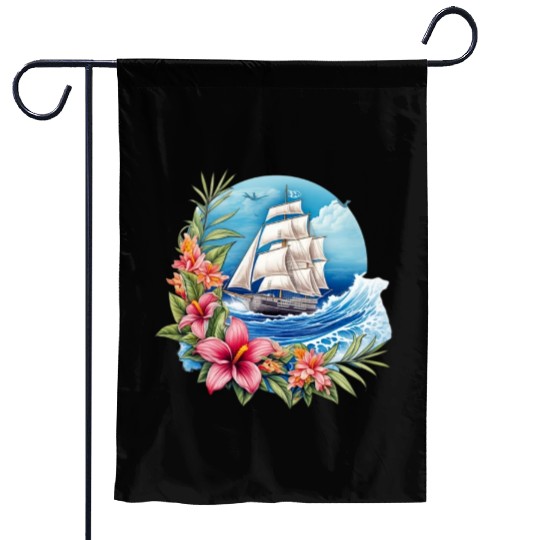 Sailing Ship Sailing Orchids Flowers Sailboat Garden Flags