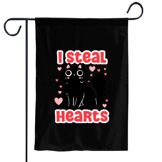 I Steal Hearts Cute Black Cat Valentine Day For Garden Flags