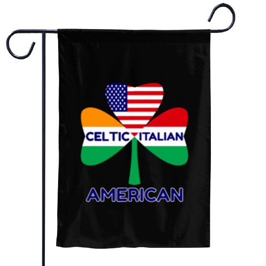 Irish Italian American Flag And Celtic Shamrock Pr Garden Flags