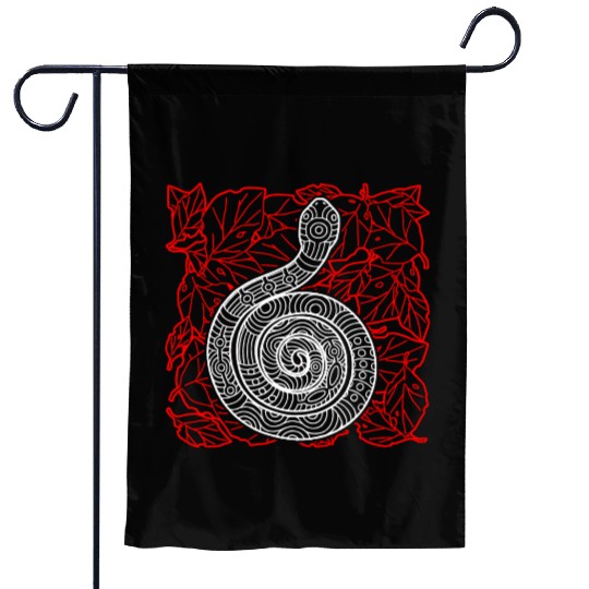 Tribal Snake Ink Art Tattoo Red White Garden Flags