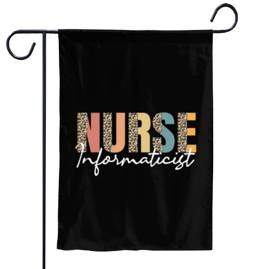 Nurse Informaticist Leopard Pattern Garden Flags
