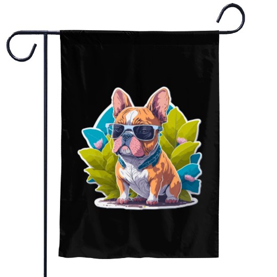 Frenchie Flower Splash Garden Flags