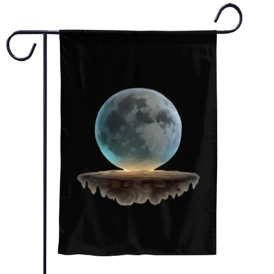 3 Dimensional (3D) Full Moon and Floating Island Garden Flags