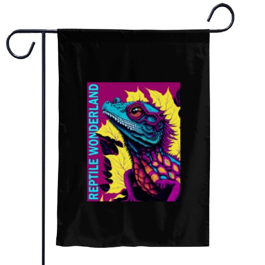 Psychedelic Reptile Wonderland Retro Designs 6 Garden Flags