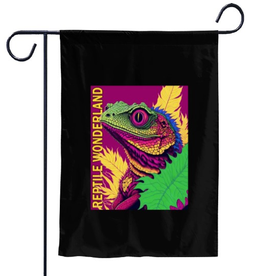 Psychedelic Reptile Wonderland Retro Designs 5 Garden Flags