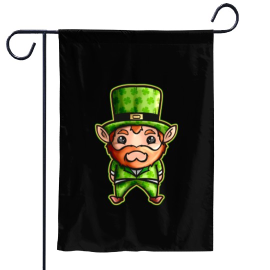 Cute Kawaii Irish Elf With Shamrock Hat For St Garden Flags