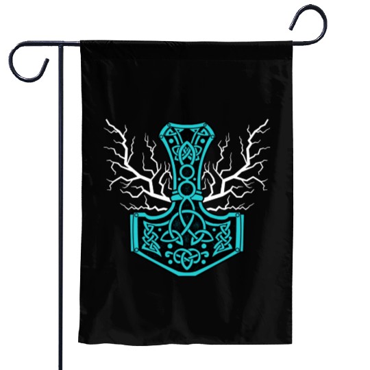 The Hammer Of Thor With Lightning Mjolnir Garden Flags