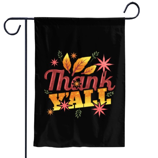 Thank Y all Thank You All Leaves Logo Thanksgiving Garden Flags