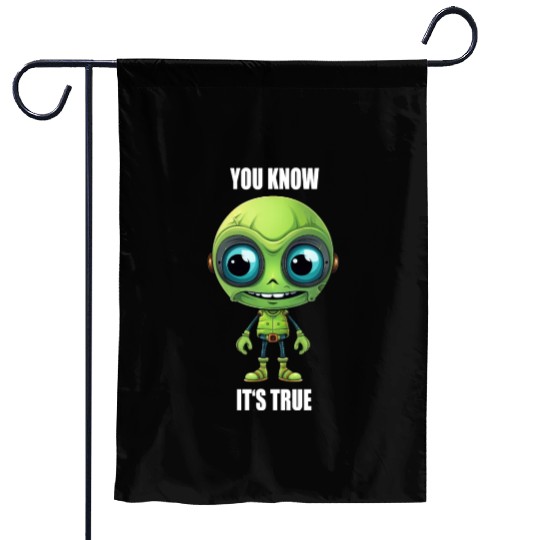Green Alien Cyborg Head with Teeth - "You Know Garden Flags