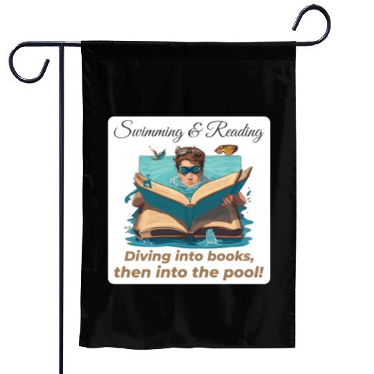 Bookish Splash Swimmer Book Lover Garden Flags