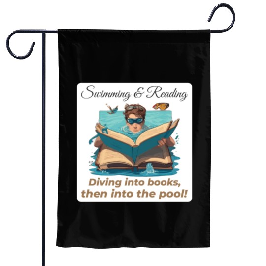 Bookish Splash Swimmer Book Lover Garden Flags