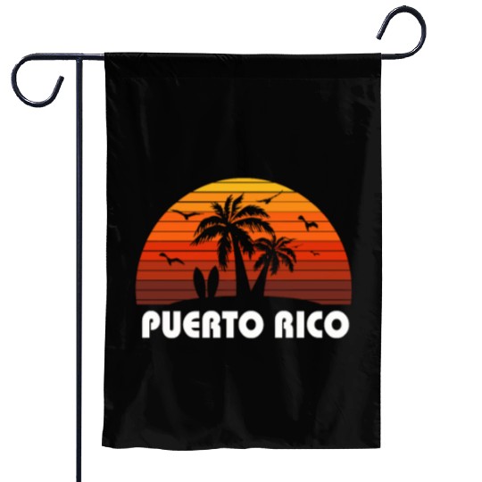 Retro Puerto Rico Sunset Cool Vintage Vacation Garden Flags