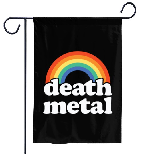 Funny Death Metal Design: Rainbow Riot Garden Flags