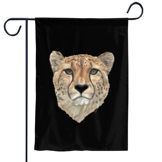 Watercolor Cheetah Portrait Garden Flags
