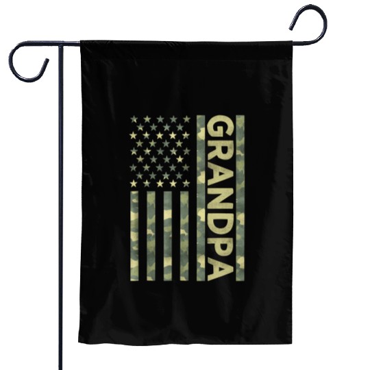 Proud Grandpa Camouflage American Us Flag Camo Garden Flags