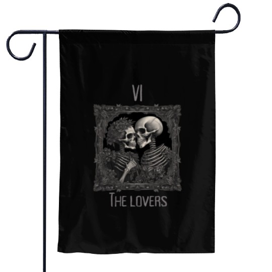 Skeleton lovers tarot card style goth Halloween Garden Flags
