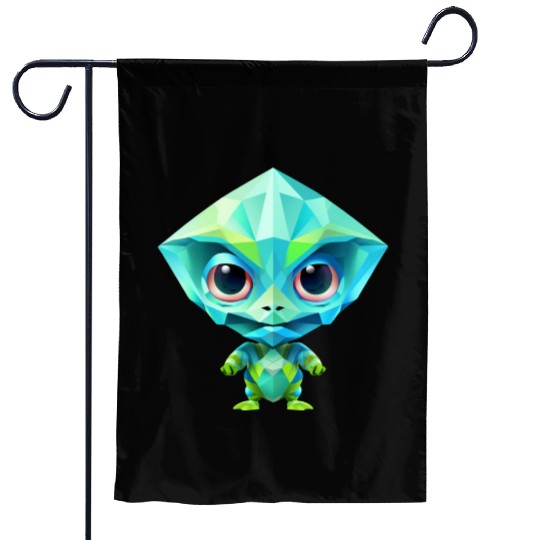 Alien Extraterrestrial Green Polygon Garden Flags