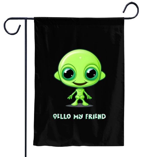 Cute alien Garden Flags