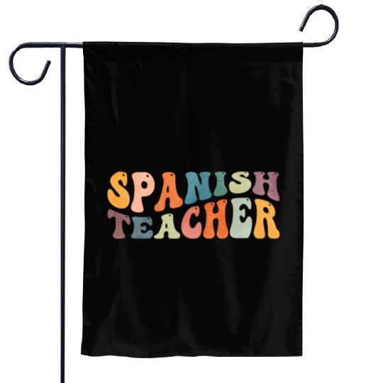 Groovy Spanish Teacher Maestra Bilingual Teaching Garden Flags
