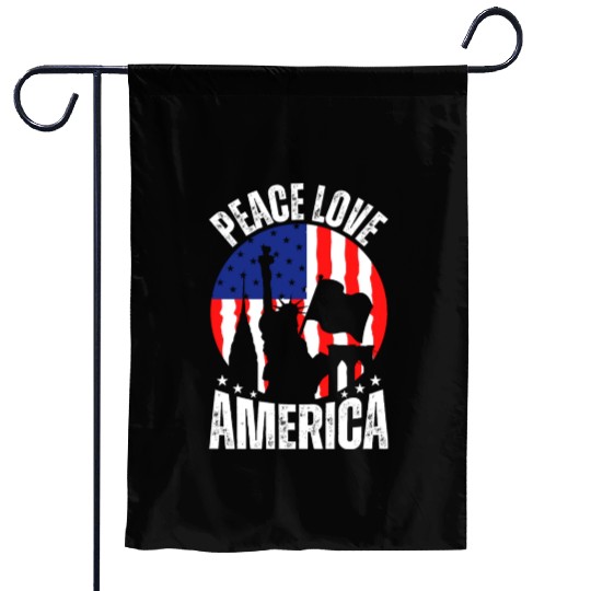 "Peace Love America Labor Day Garden Flags - Celebrate