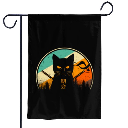 Vintage Japanese Cat Kawaii Retro Style Cat Kitten Garden Flags